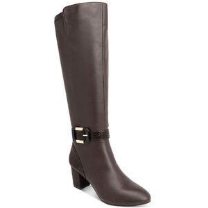 KAREN SCOTT Womens Brown Isabell Almond Toe Block Heel Zip-Up Riding Boot 5.5 M